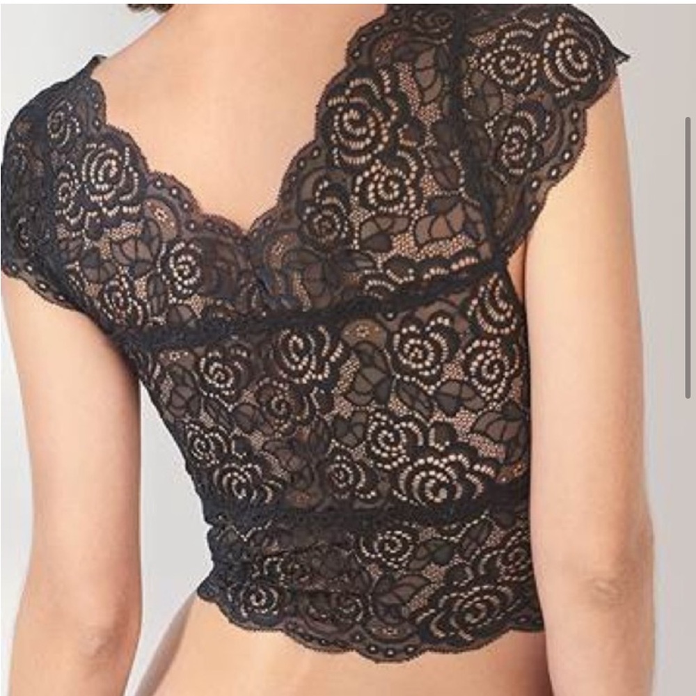 Intimately Free People Chase Me Black Lace Brami Crop Top/Bralette - Picture 3 of 7
